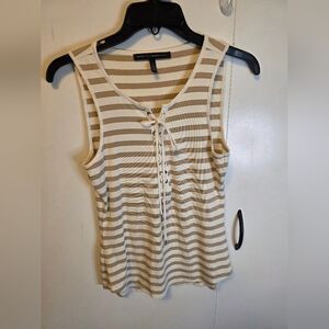 White House Black Market Beige Striped Tank Top Size Small